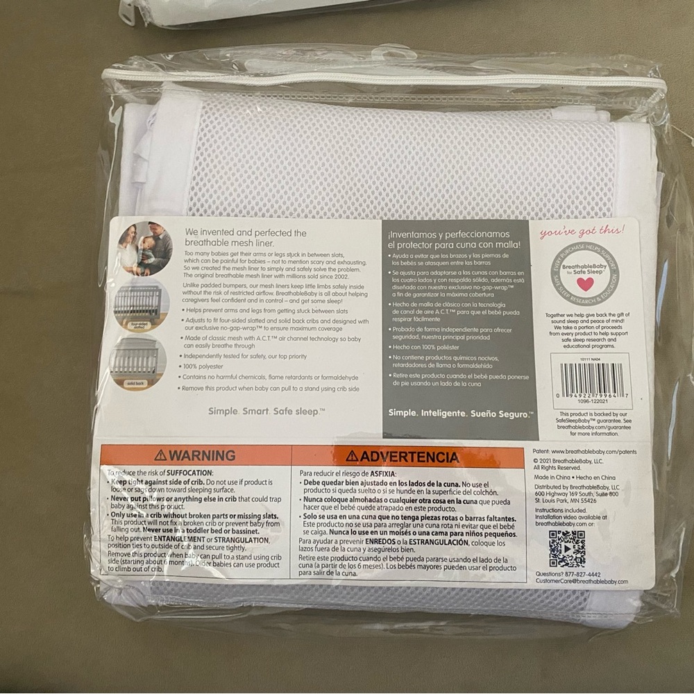 2 White Mesh Crib Liners - BreathableMesh - Picture 3 of 5